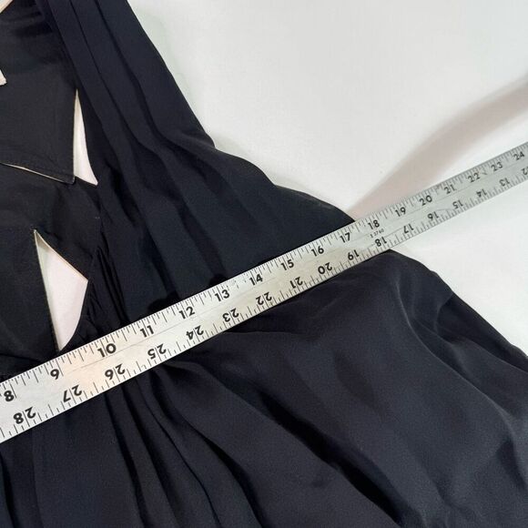 Morgan Carper Midi Dress Womens 4 Black Silk Leather Sleeveless Minimalist Flowy - Picture 7 of 9